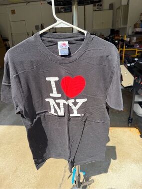 Rafia Tees I Love NY Black Graphic Print Crew Neck Short Sleeve T-Shirt Size L